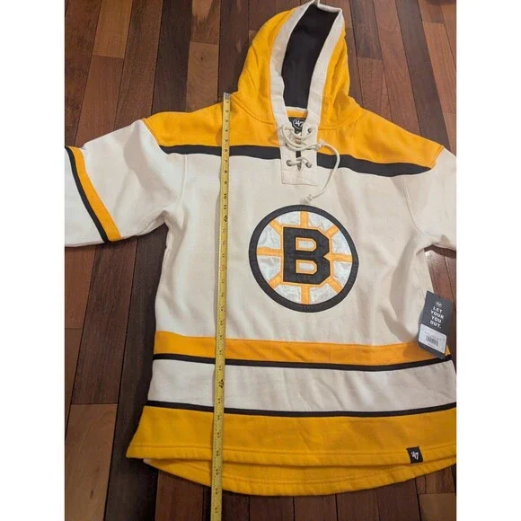 47 Brand Boston Bruins NHL Hockey Pullover Lace Hoodie Adult Size Med NWT - Picture 7 of 7